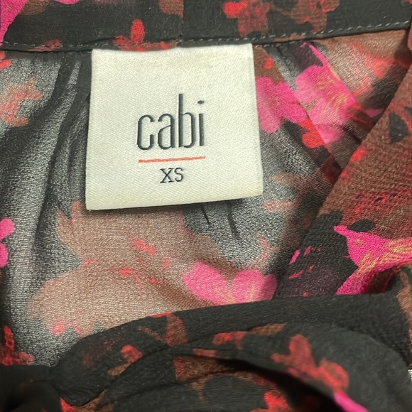 CAbi Style #3860 Candlelight Floral Sheer Long Sleeve Elastic Cuff Blouse Sz XS - Picture 8 of 12
